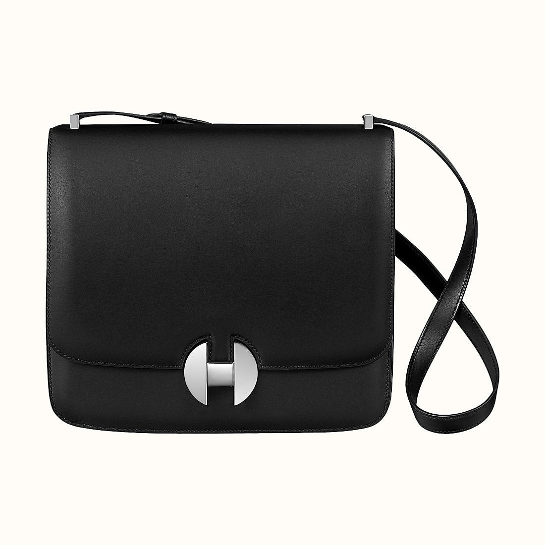 Hermes Black Sombrero II Leather Palladium Plated 2002-26 Bag